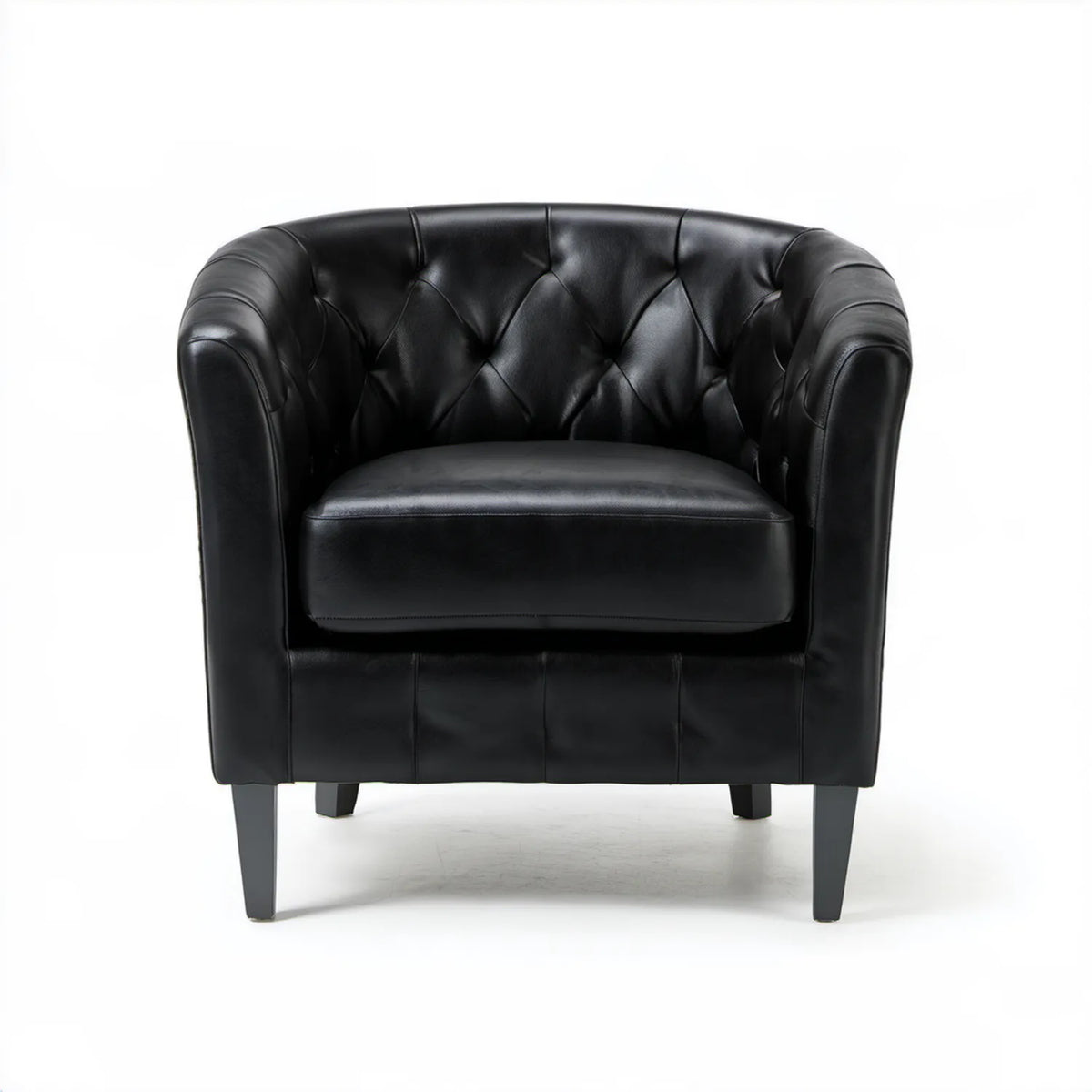 Czarny fotel klubowy ze skóry syntetycznej PU 85 x 78 x 76 cm