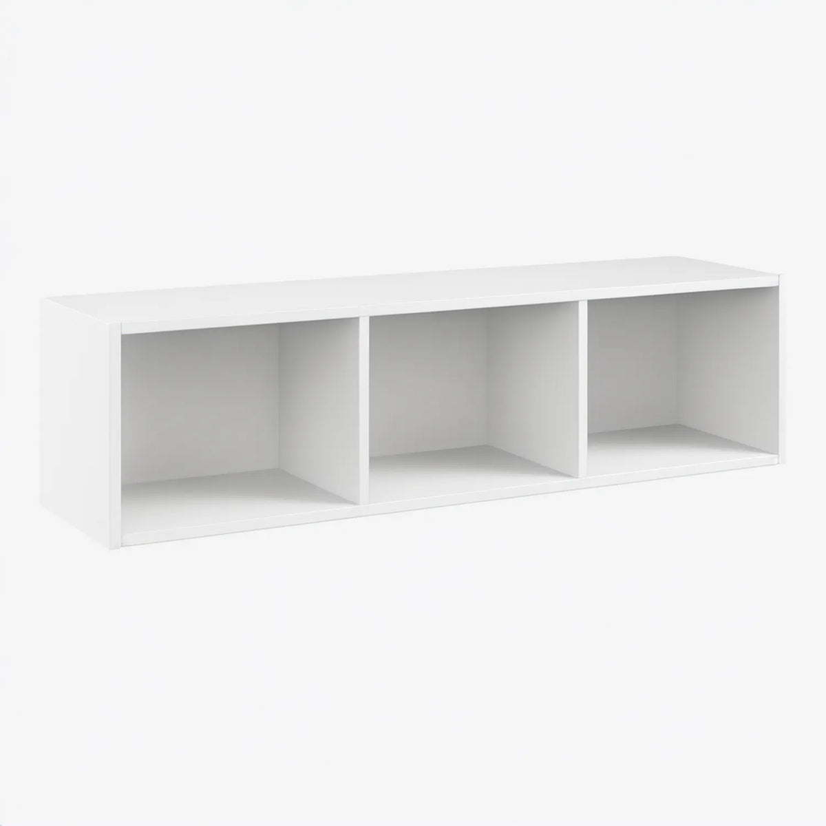 Biała szafka RTV z 3 otwartymi wnękami, 120 × 40 × 40 cm