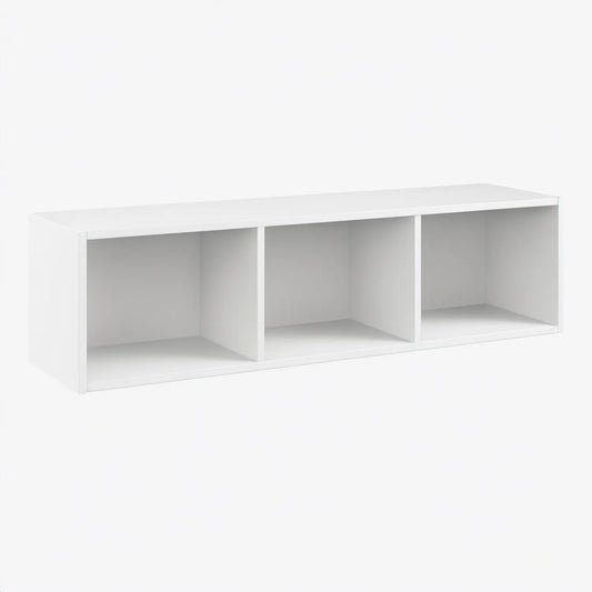 Biała szafka RTV z 3 otwartymi wnękami, 120 × 40 × 40 cm