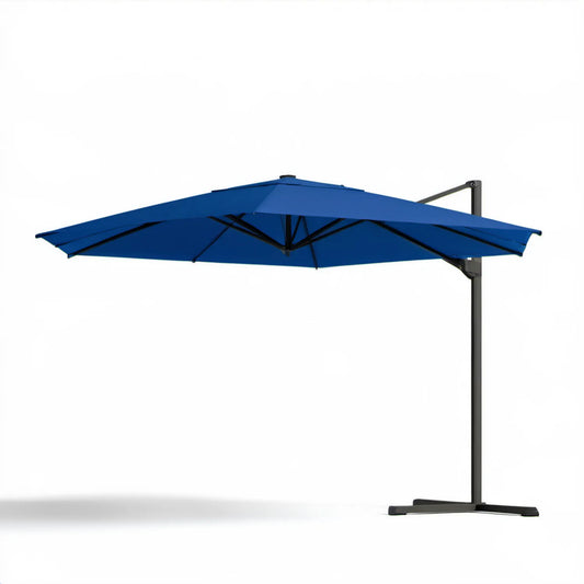 Boczny parasol ogrodowy kwadratowy 300 x 300 cm granatowo-czarny, poliester i stal