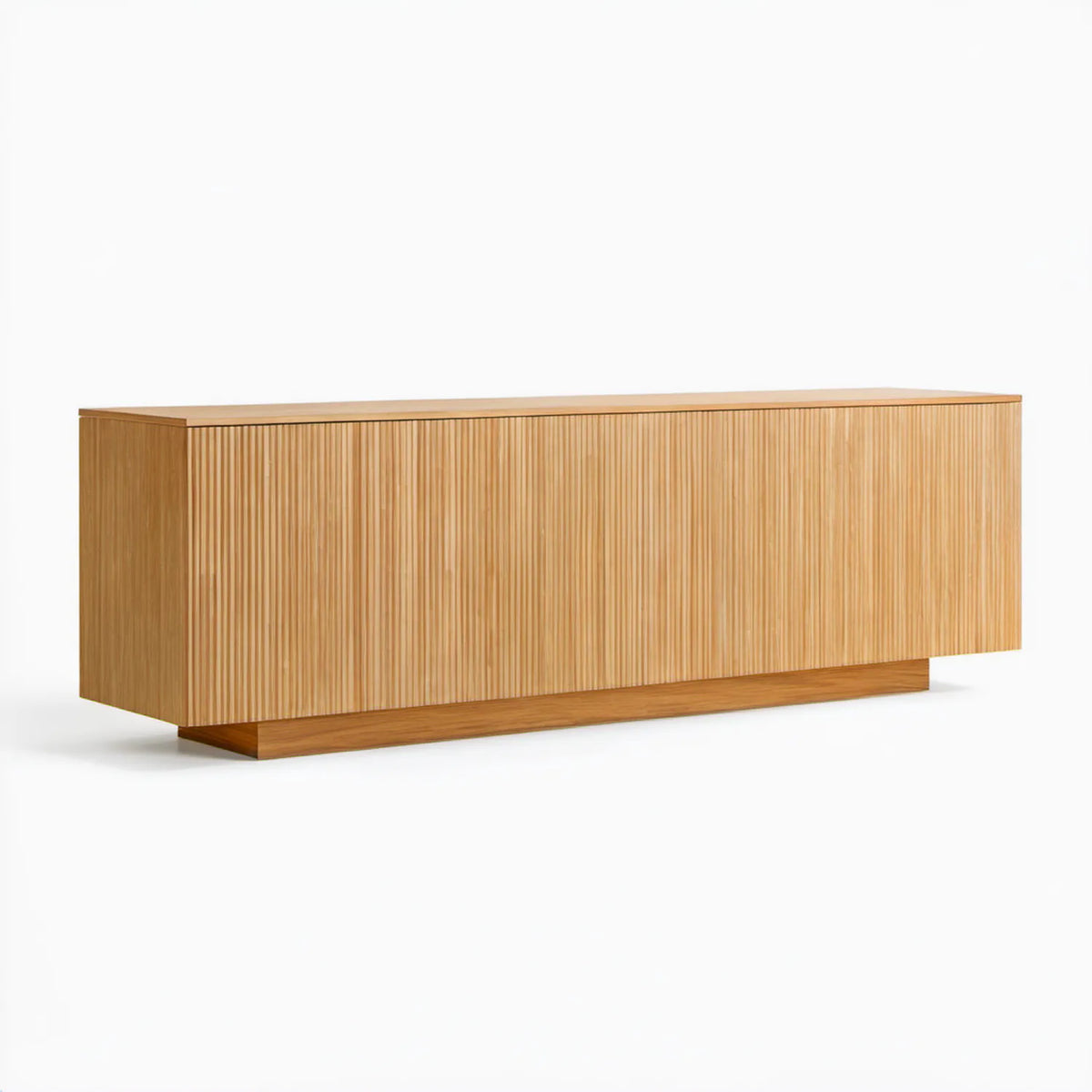 Szafka RTV z ryflowanym frontem, fornir dębowy naturalny, 180 × 45 × 70 cm