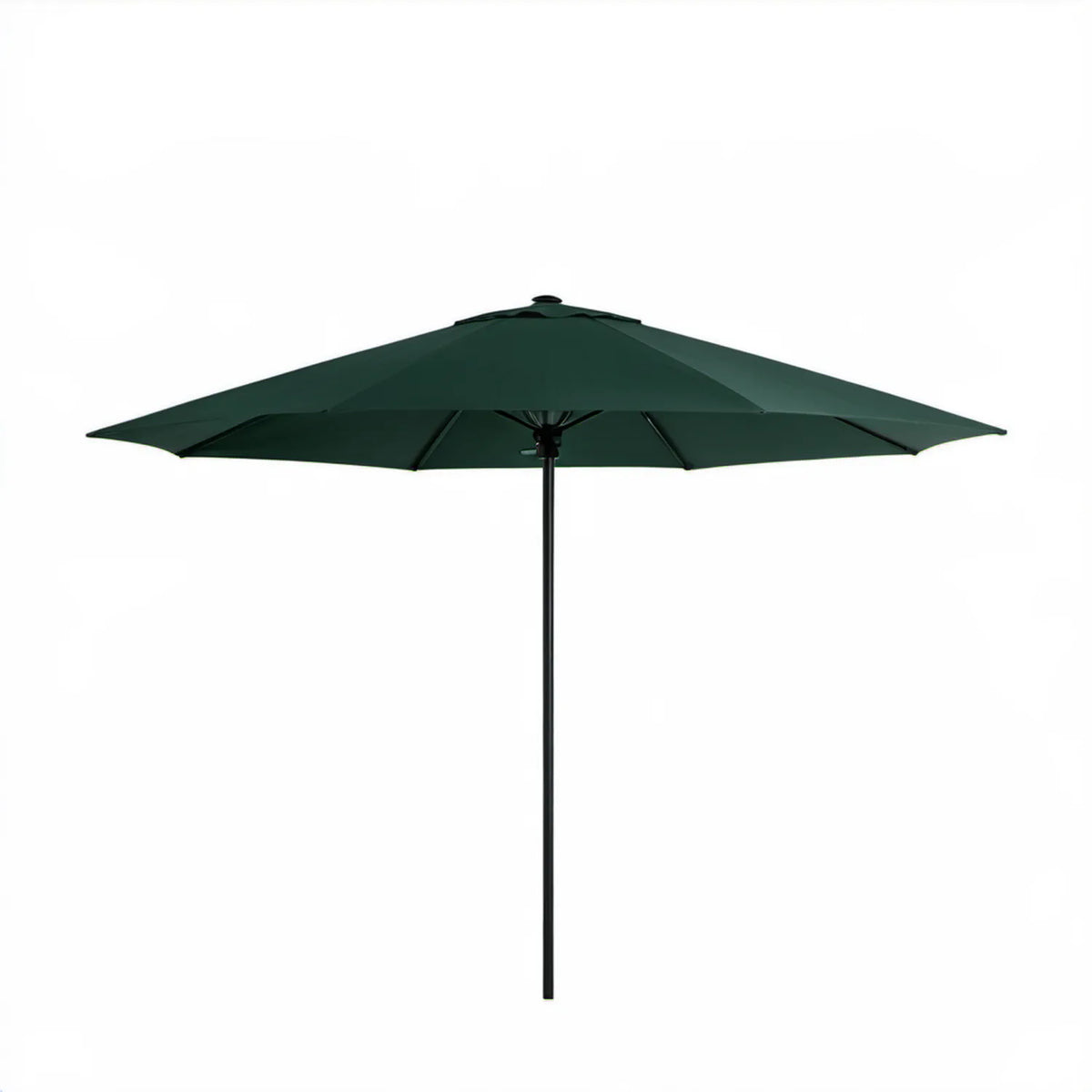 Okrągły parasol ogrodowy Ø300 cm, ciemnozielony, z czarnym stalowym masztem